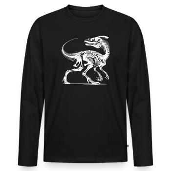 Dinosaurier Raptor mit Rückgrat Knochen - Männer Premium Bio Langarmshirt - Schwarz - Vorne - Nico (187cm)