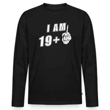 Ich bin19 Plus Mittelfinger Lustiges 20.Geburtstag - Männer Premium Bio Langarmshirt - Schwarz - Vorne - Nico (187cm)