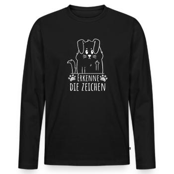 Reconnaissez les signes – Diction du chien mignon - T-shirt manches longues Premium bio Homme - noir - Devant - Nico (187cm)