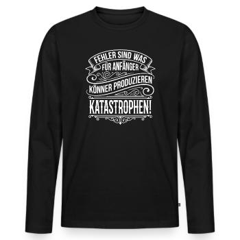 Mistakes are for beginners - Men's Premium Organic Long Sleeve Shirt - black - Front - Nico (187cm)