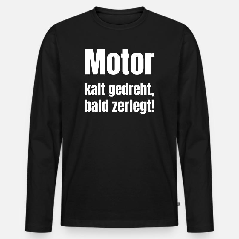 Kalter Motor Spruch - Männer Premium Bio Langarmshirt - Schwarz