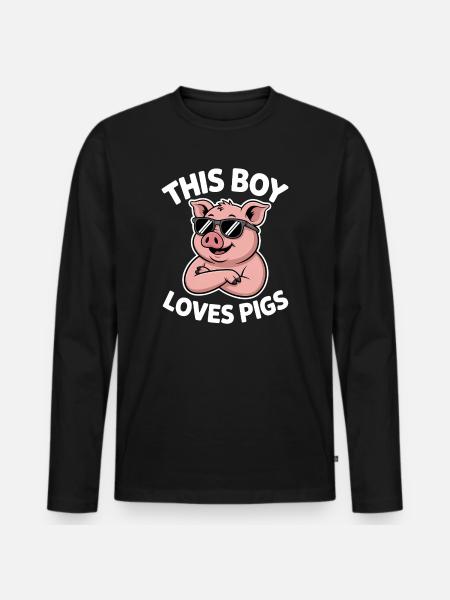 Pig Sayings Pig Funny Pigs Gift - Men's Premium Organic Long Sleeve Shirt - black