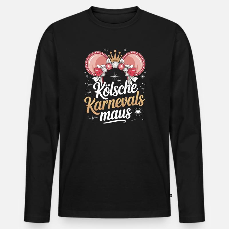 Kölsche Karnevalsmaus Karneval Köln Kölner Maus - Männer Premium Bio Langarmshirt - Schwarz