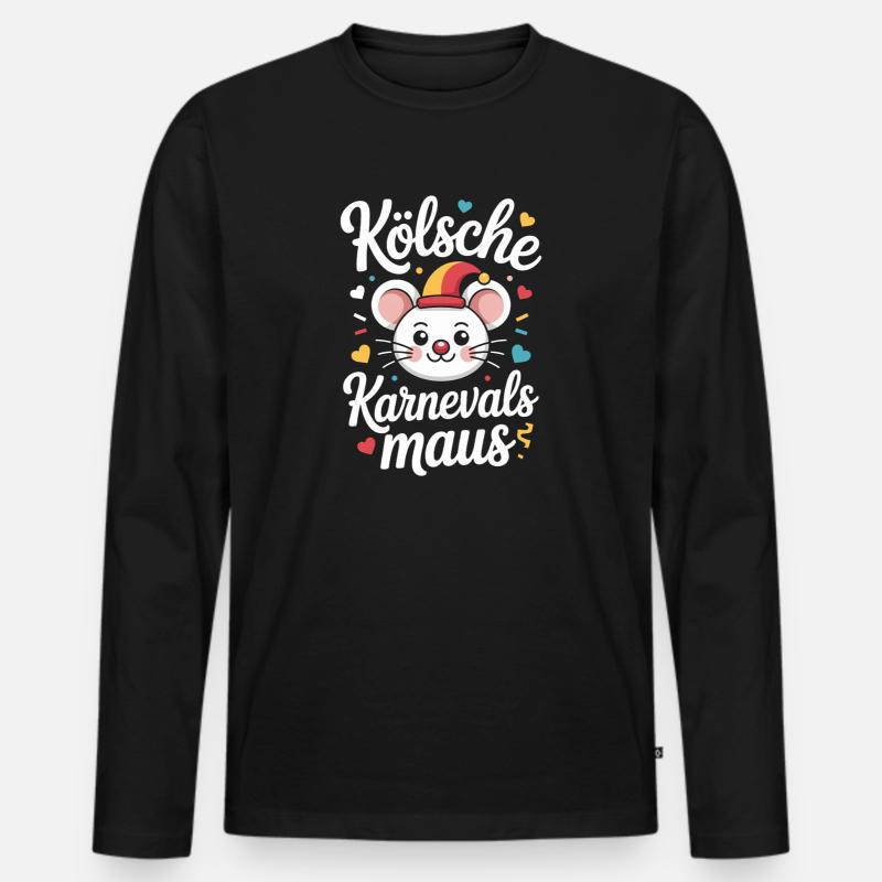 Kölsche Karnevalsmaus Karneval Köln Kölner Maus - Männer Premium Bio Langarmshirt - Schwarz