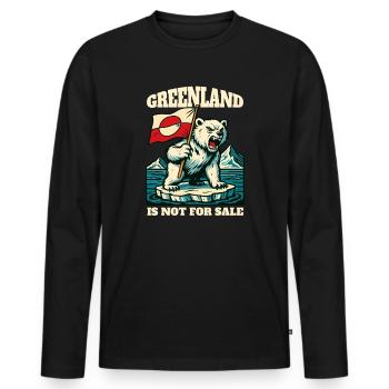 Le Groenland n’est pas à vendre - T-shirt manches longues Premium bio Homme - noir - Devant - Nico (187cm)