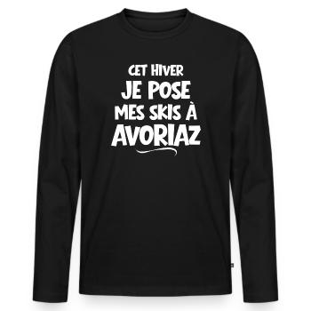Avoriaz, Skigebiete, Skifahren - Männer Premium Bio Langarmshirt - Schwarz - Vorne - Nico (187cm)