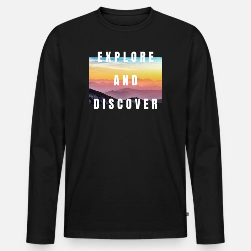 Entdecken und entdecken - Männer Premium Bio Langarmshirt - Schwarz