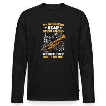 Trompettiste de mes voisins - T-shirt manches longues Premium bio Homme - noir - Devant - Nico (187cm)