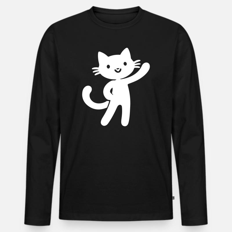Katze Niedlich - Männer Premium Bio Langarmshirt - Schwarz