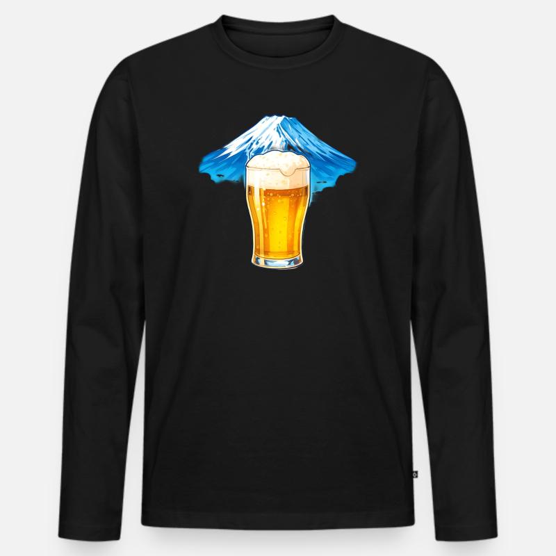 Biergipfel Panorama - Männer Premium Bio Langarmshirt - Schwarz