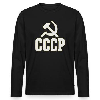 Design CCCP dans le style des années 80, sac rétro - T-shirt manches longues Premium bio Homme - noir - Devant - Nico (187cm)