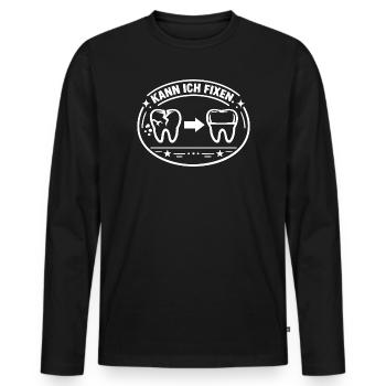 Zahntechniker – Kann ich fixen - Männer Premium Bio Langarmshirt - Schwarz - Vorne - Nico (187cm)