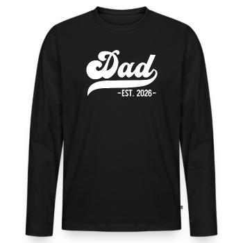 Est. Papa 2026 – Parfait pour les nouveaux papas - T-shirt manches longues Premium bio Homme - noir - Devant - Nico (187cm)