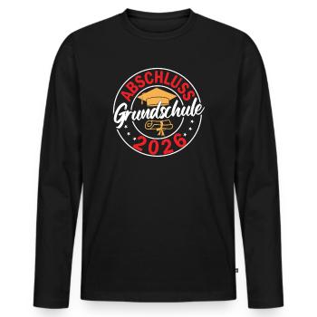 Abschluss Grundschule 2026 Grundschule Abschied  - Männer Premium Bio Langarmshirt - Schwarz - Vorne - Nico (187cm)