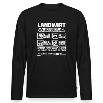 Farmer Definition – Funny Farmer Design - Men's Premium Organic Long Sleeve Shirt - black - Front - Nico (187cm)