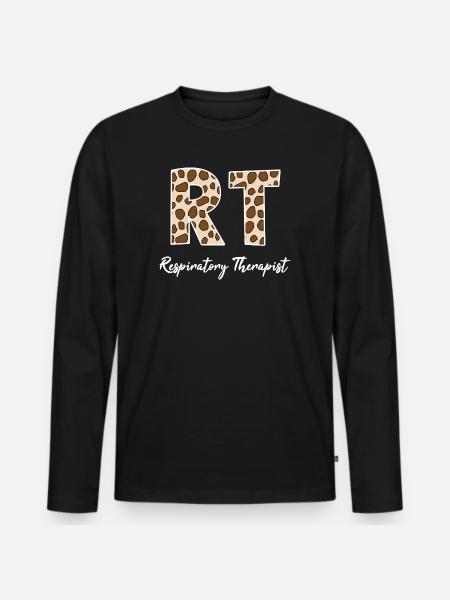 Respiratory Therapy Nurse Leopard Print - Men's Premium Organic Long Sleeve Shirt - black