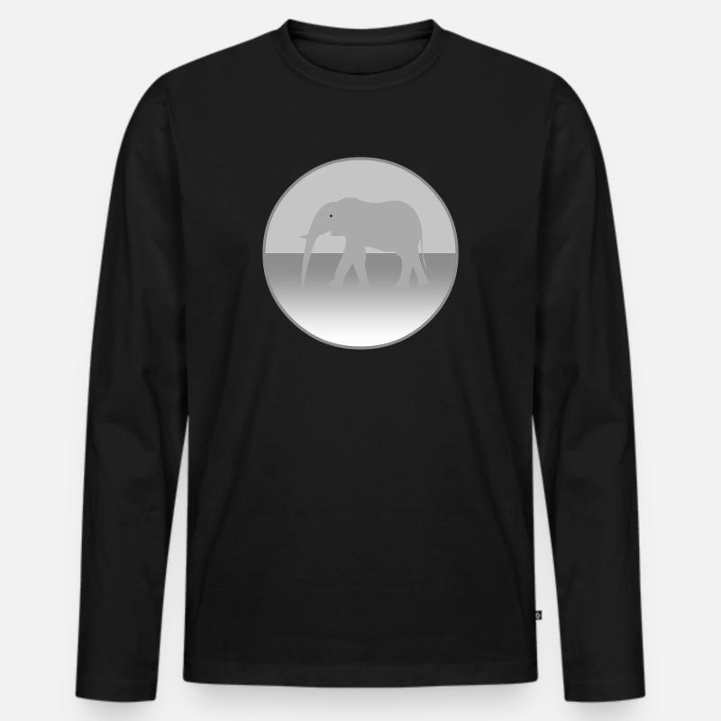 Elefant - Männer Premium Bio Langarmshirt - Schwarz