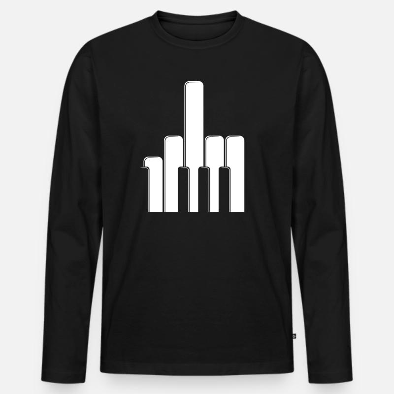 Klaviertasten Mittelfinger - Männer Premium Bio Langarmshirt - Schwarz