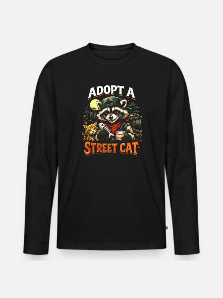 Adoptez un chat errant - T-shirt manches longues Premium bio Homme - noir
