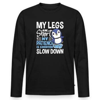 Wait for me, I've got little legs - Men's Premium Organic Long Sleeve Shirt - black - Front - Nico (187cm)
