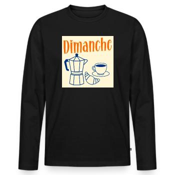 Dimanche Café Croissant - T-shirt manches longues Premium bio Homme - noir - Devant - Nico (187cm)