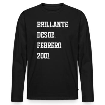 Anniversaires : février 2001 - T-shirt manches longues Premium bio Homme - noir - Devant - Nico (187cm)