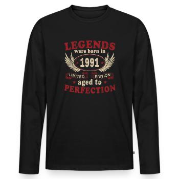 1991 Year of Legends - 1991 Anniversary Gift - Men's Premium Organic Long Sleeve Shirt - black - Front - Nico (187cm)