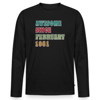 February 1981 Jubilee 1981 Legends February - Men's Premium Organic Long Sleeve Shirt - black - Front - Nico (187cm)