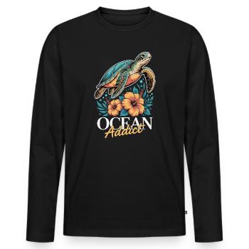 Sea Turtle Ocean Addict Design - T-shirt manches longues Premium bio Homme - noir - Devant - Nico (187cm)