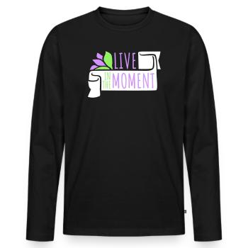 Live In The Moment Mindfulness Presence Awareness - Men's Premium Organic Long Sleeve Shirt - black - Front - Nico (187cm)