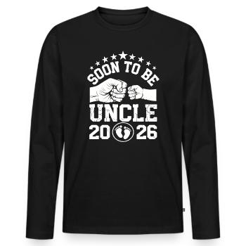 Bald Onkel 2026 neue Babyankündigung - Männer Premium Bio Langarmshirt - Schwarz - Vorne - Nico (187cm)