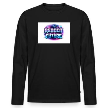 Reboot the Future Neon - Männer Premium Bio Langarmshirt - Schwarz - Vorne - Nico (187cm)