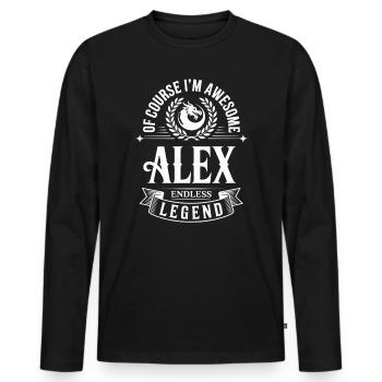 Alex Name - La Légende Sans Fin, Simplement Génial - T-shirt manches longues Premium bio Homme - noir - Devant - Nico (187cm)