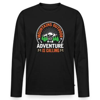 Mountains - Adventure is Calling - Men's Premium Organic Long Sleeve Shirt - black - Front - Nico (187cm)