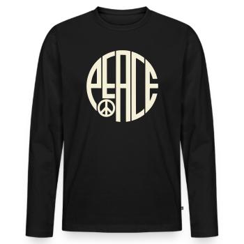 Peace Typografie im Art Deco Stil - Männer Premium Bio Langarmshirt - Schwarz - Vorne - Nico (187cm)