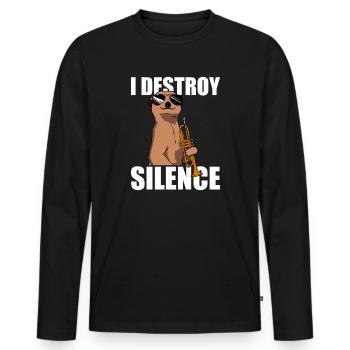 Je détruis le trompettiste du silence - T-shirt manches longues Premium bio Homme - noir - Devant - Nico (187cm)