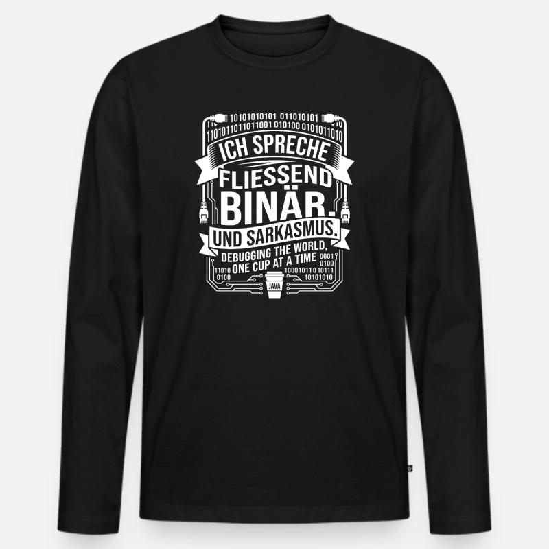 Coding Binary Coffee Sarcasm - Men's Premium Organic Long Sleeve Shirt - black