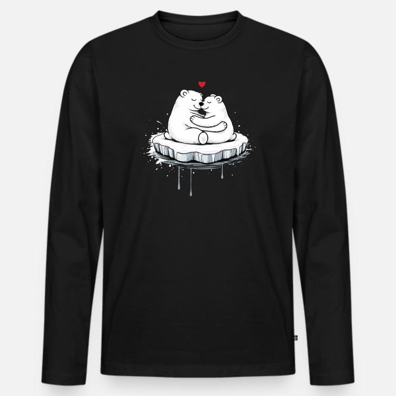 Zwei kuschelnde Eisbären auf Eisscholle  - Men's Premium Organic Long Sleeve Shirt - black