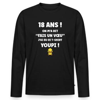 18 Ans Voeu Caneton T-Shirt - T-shirt manches longues Premium bio Homme - noir - Devant - Nico (187cm)