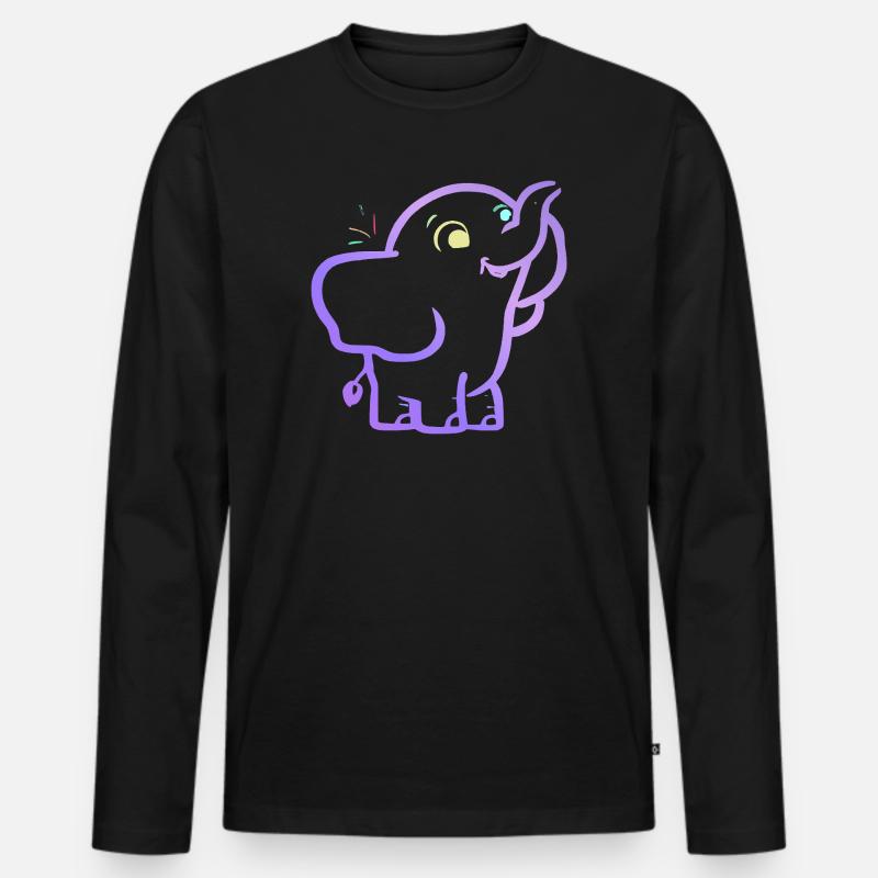 Fröhlicher, lila Umriss Elefant - Männer Premium Bio Langarmshirt - Schwarz