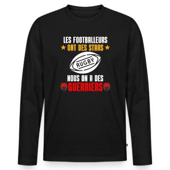 Rugby Guerriers vs Stars - T-shirt manches longues Premium bio Homme - noir - Devant - Nico (187cm)