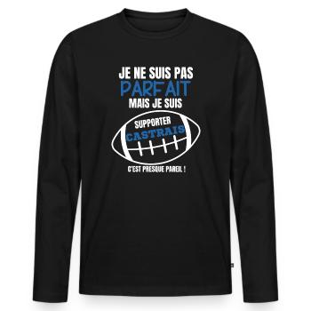 Supporter Castres Rugby Humour - T-shirt manches longues Premium bio Homme - noir - Devant - Nico (187cm)