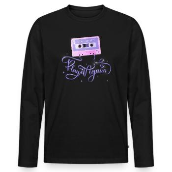 Love songs. Retro Music Cassette. - Men's Premium Organic Long Sleeve Shirt - black - Front - Nico (187cm)