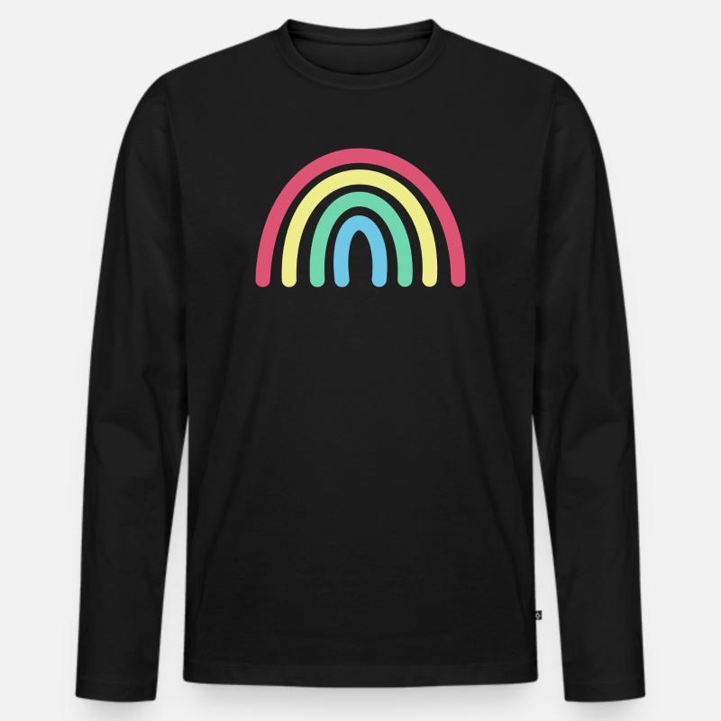 Regenbogen - Männer Premium Bio Langarmshirt - Schwarz