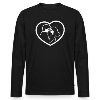 Relation de couple - T-shirt manches longues Premium bio Homme - noir - Devant - Nico (187cm)