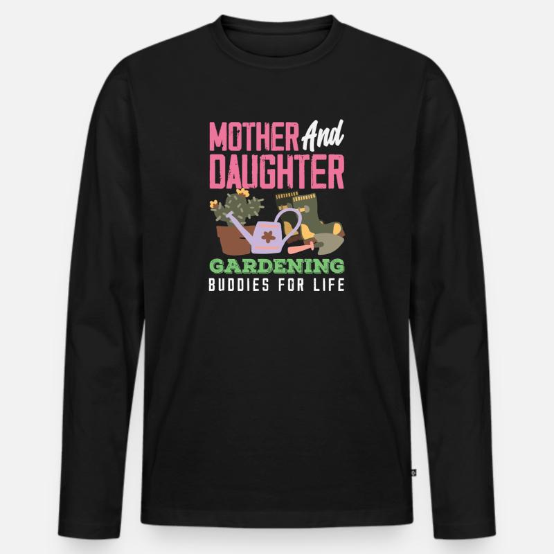 Mutter-tochter-pflanzenliebhaberin Gartenarbeit - Männer Premium Bio Langarmshirt - Schwarz