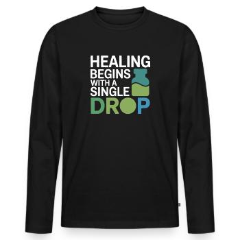 La guérison de l’homéopathie débute Single Drop Professional - T-shirt manches longues Premium bio Homme - noir - Devant - Nico (187cm)