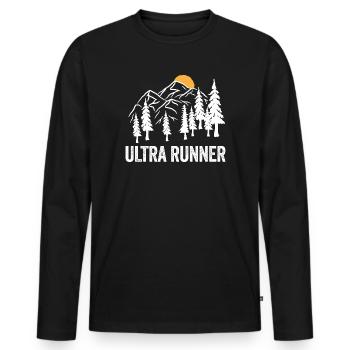 Ultra Runner - Men's Premium Organic Long Sleeve Shirt - black - Front - Nico (187cm)
