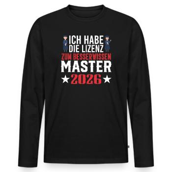 Master Abschluss Promotion Sponsion 2026 - Männer Premium Bio Langarmshirt - Schwarz - Vorne - Nico (187cm)