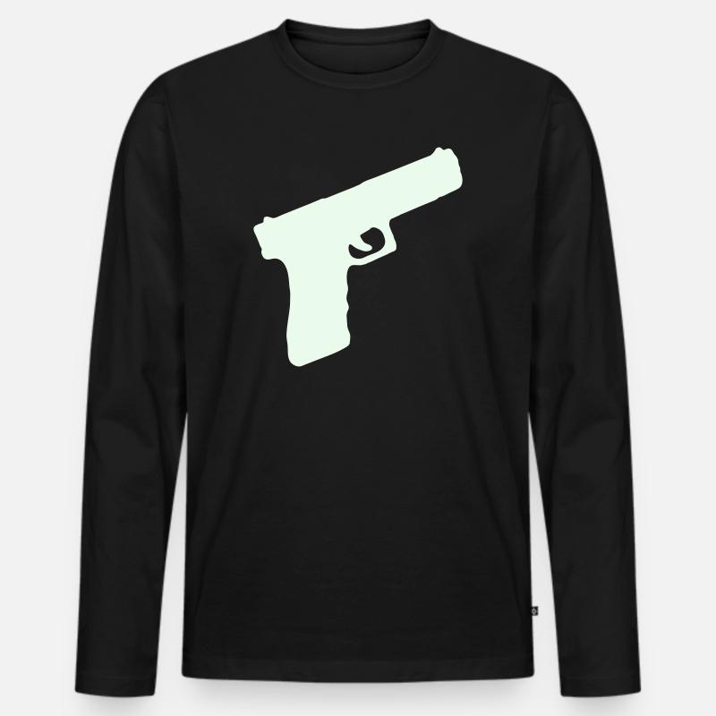 Pistole Waffe - Männer Premium Bio Langarmshirt - Schwarz